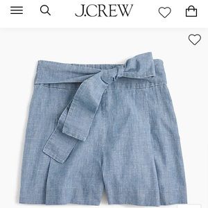 J. Crew Tie waist short in chambray